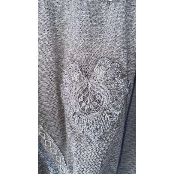 Free People Maisey Knit Floral Lace Embroidered Top Blouse L - Picture 9 of 11
